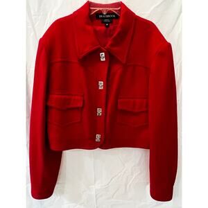 Vintage Braebrook Long Sleeve Wool Top Made in Kazakstan Red Lined Pockets Sz M
